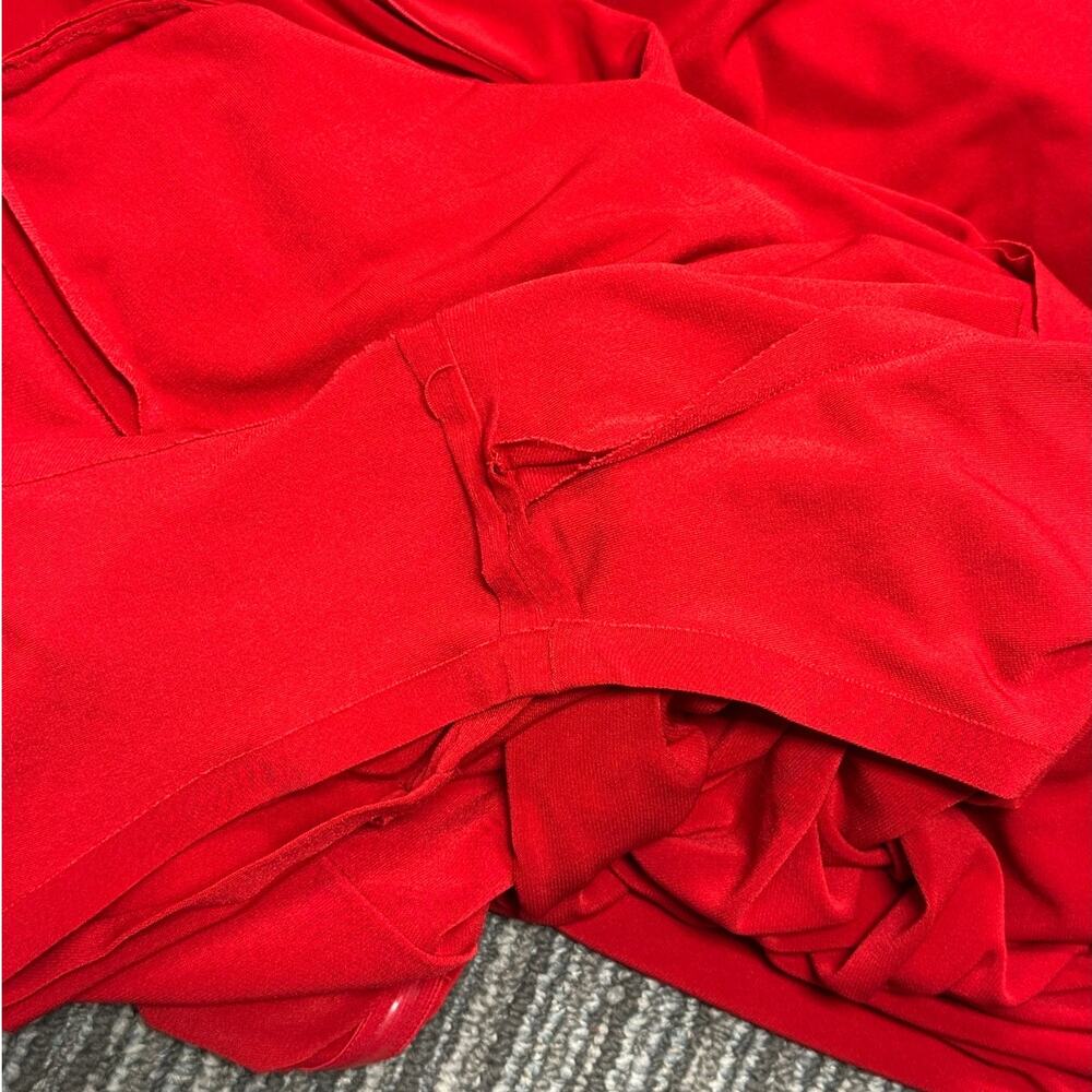 Norma Kamali Red Strapless Side Drape Asymmetrical Ruched Bodycon Gown Sz Medium - Picture 9 of 12
